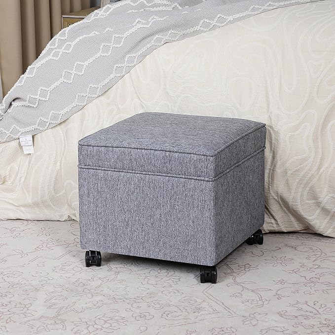 Adeco 17.5 Inch Square Storage Ottoman