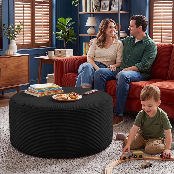 BSHOMGI Round Coffee Table Ottoman