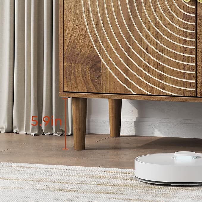 Modern Sideboard Storage Cabinet: Geometric Pattern Wooden Buffet