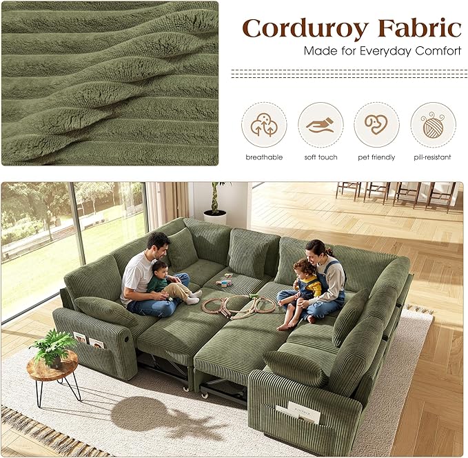 Ihanherry 8-Seater Large Sectional Sofa Bed