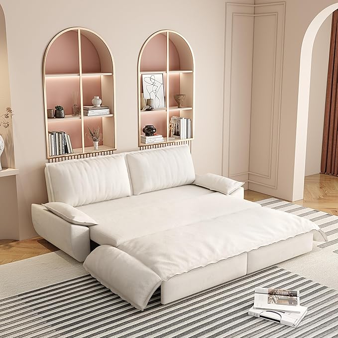 KEIKI 73.2" Convertible Futon Sofa Bed Queen Size, 3-in-1 Pull Out Couch