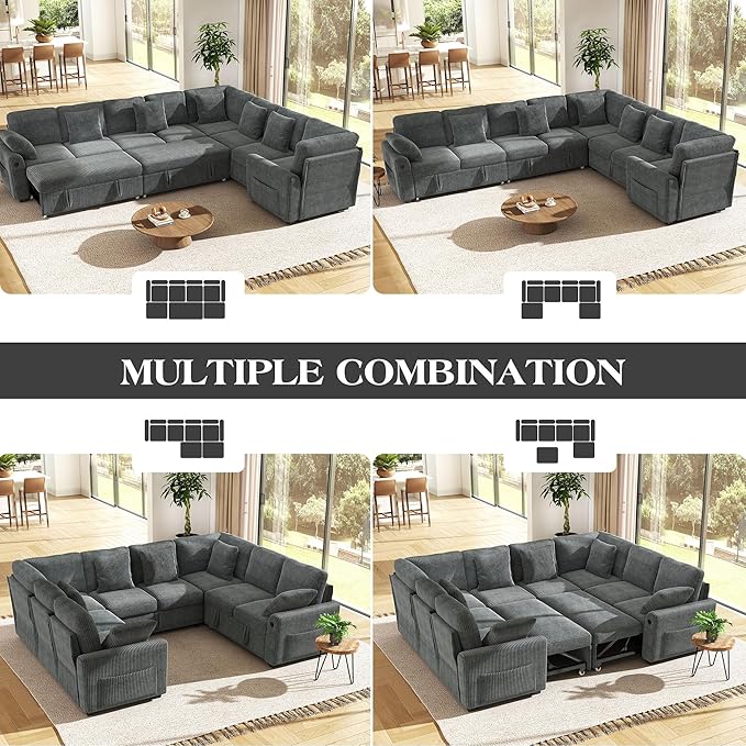 Ihanherry 8-Seater Large Sectional Sofa Bed