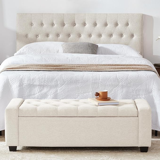 Huatean Home 48" Ottoman with Storage, Storage Ottoman Bench with Safety Hinge