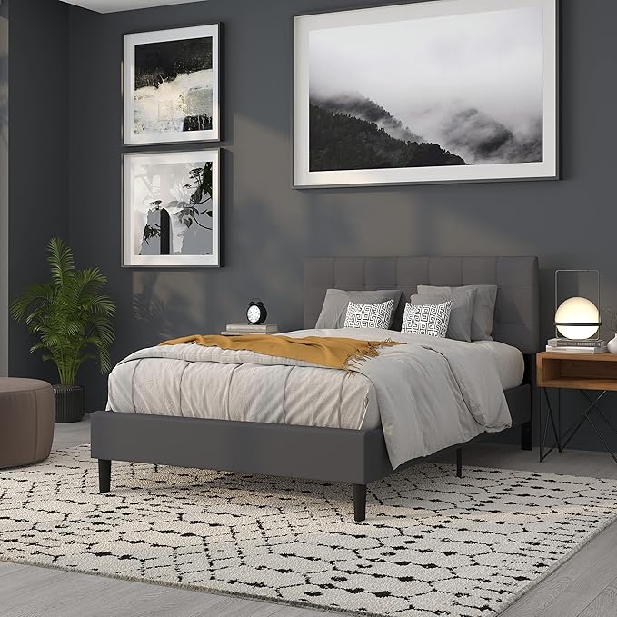 Flash Furniture Bedford Tufted Upholstered Full Size Headboard in Dark Gray