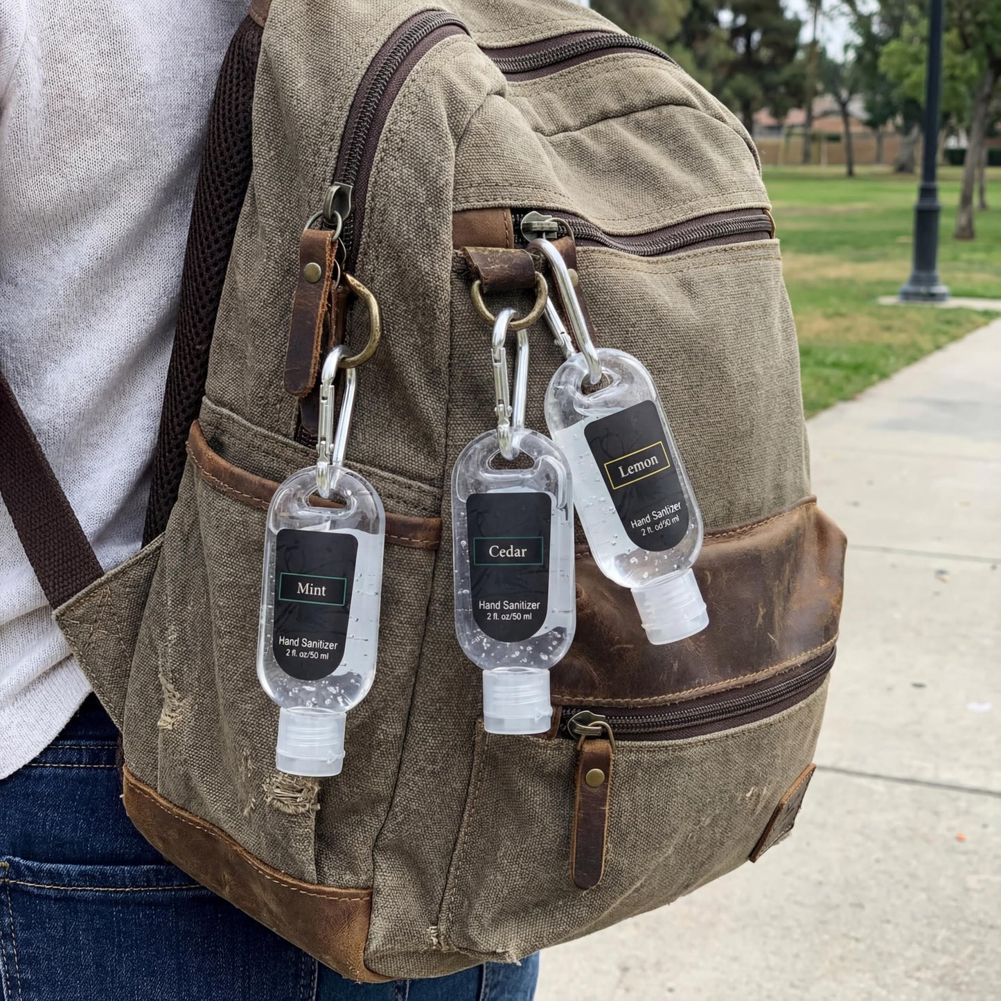 Sacubee 6 Pcs Mini Hand Sanitizer Travel Size with Carabiner Clip 2 Fl. oz Gel Mix Scent Pocket Hand Sanitizer with Keychain Bulk for Backpack Purse Gym Bag Office Outdoor Friend Coworker Travel Gifts