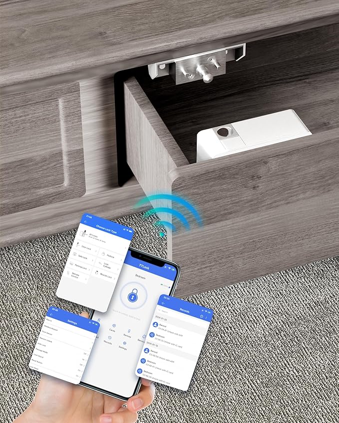 Smart Cabinet Lock Bluetooth Hidden Safety RFID Kid Keyless Drawer Locks