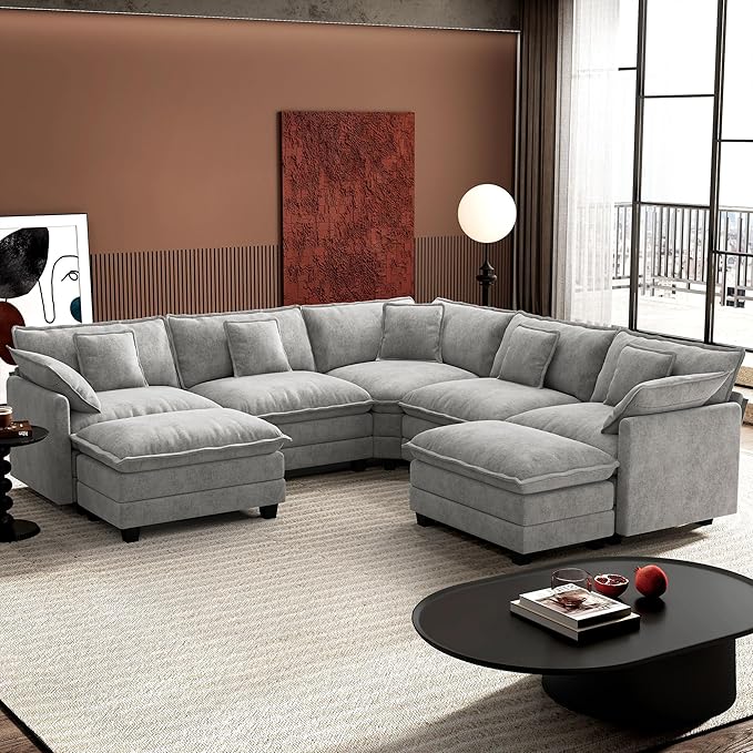 Ihanherry 114" V-Shaped Modern Sofa Modular Sectional Cloud Couch