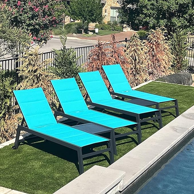 PURPLE LEAF Outdoor Chaise Lounge Set of 4 Aluminum Patio Lounge Chair
