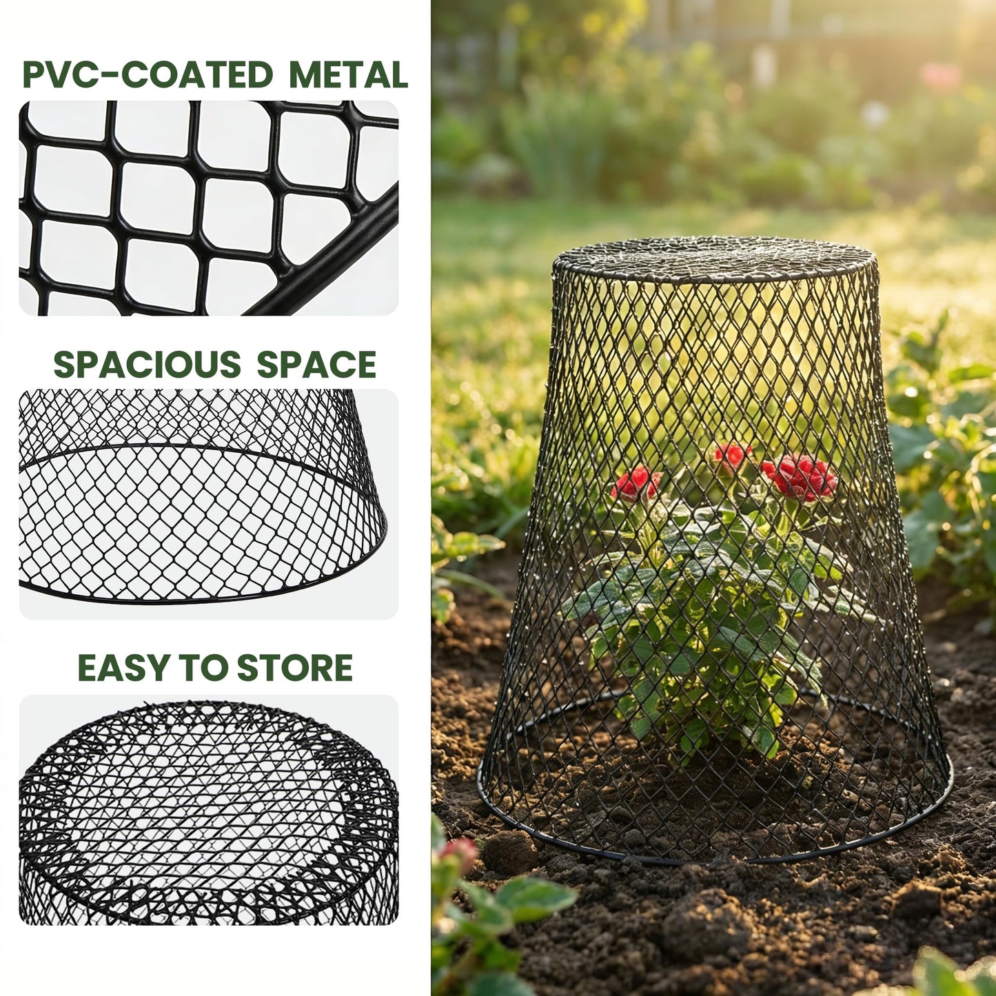 SOUJOY 15 Pcs 12 Inch Large Chicken Wire Cloche Plant Protector Cover, Heavy Duty Metal Garden Plant Protector from Animals, Plant Cages for Keeping Bunnies, Chickens, Squirrels, Birds Other Out