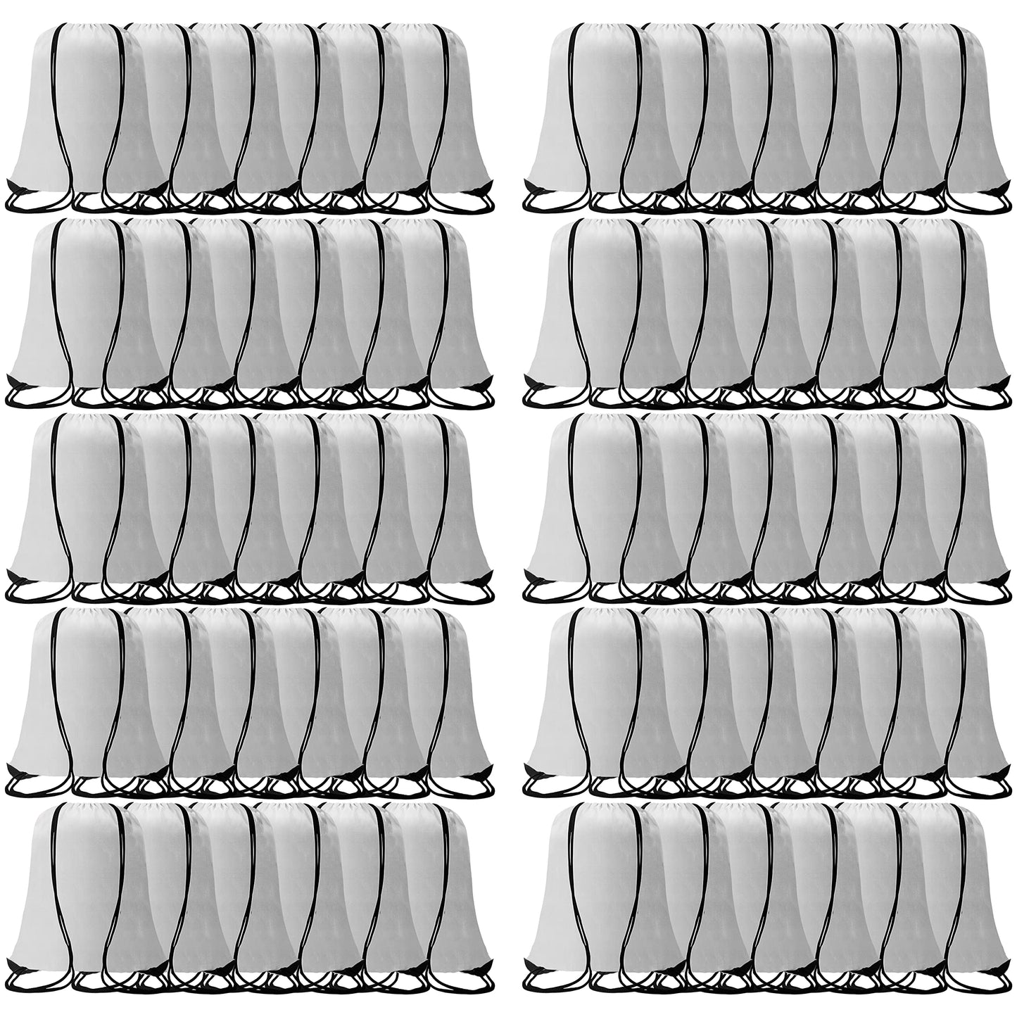 Topspeeder 60 Pieces Drawstring Backpack Bags Sports Sackpack Bulk Cinch Gym Bag For Women Men Outdoor Sports Backpack（White）