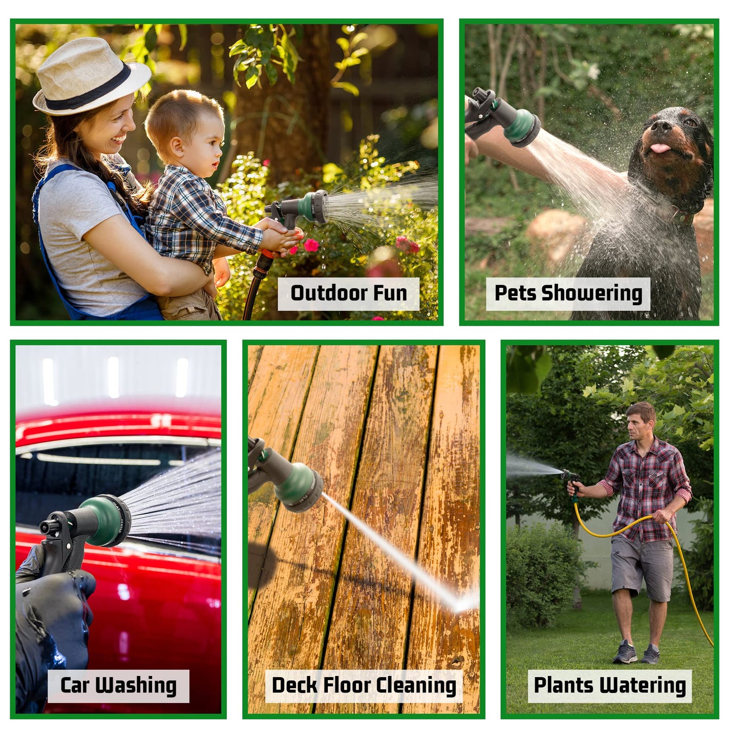 NEXCOVER Hose Nozzle 4PK, Garden Hose Nozzle with 7 Adjustable Watering Patterns, ABS Hose Nozzle Sprayer, Non-Slip Water Spray Nozzle for Watering Plants & Lawns, Cleaning, Washing Pets & Cars