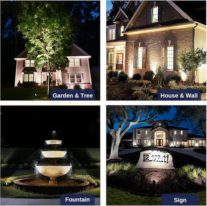 Gardenreet 12V Spot Lights Solid Brass - Black Outdoor Low Voltage Landscape Spotlight, Wired LED Uplights Waterproof, Stretchable Shroud for Patio Wall with 5000K Daylight MR16 Bulb (6 Pack)