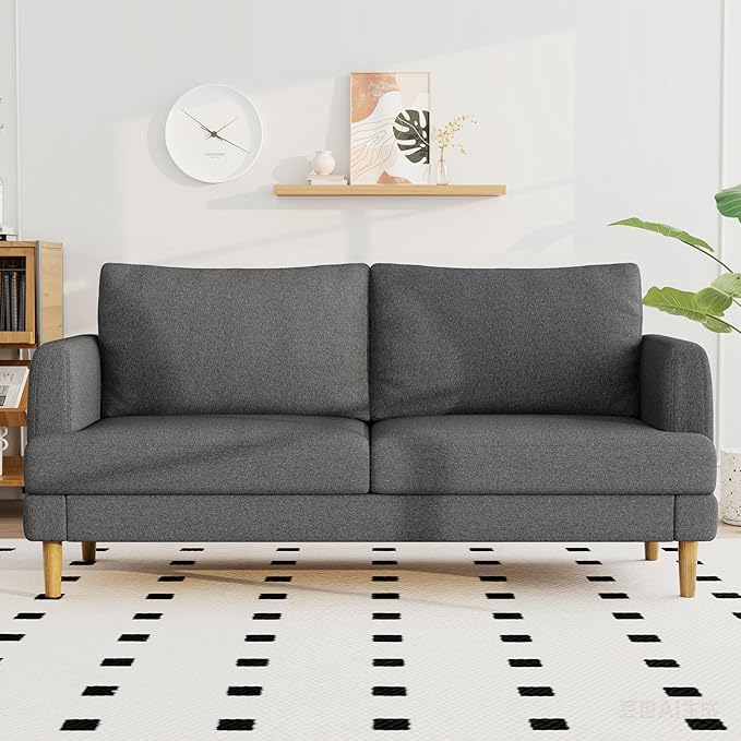 70" Modern Loveseat Sofa with USB Type-C Ports, Linen Fabric 2-Seater Deep Seat