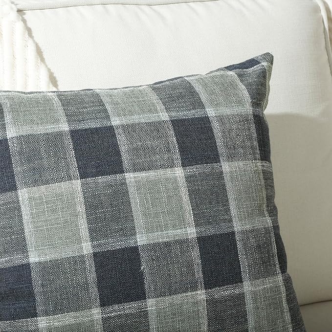 Stellhome Pack of 2 Lumbar Linen Buffalo Check Throw Pillow Covers Farmhouse