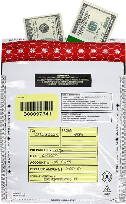 Nadex Tamper Evident Cash and Coin Bank Deposit Bags for Fraud Prevention, 9 x 12, Opaque, 1000 Pack