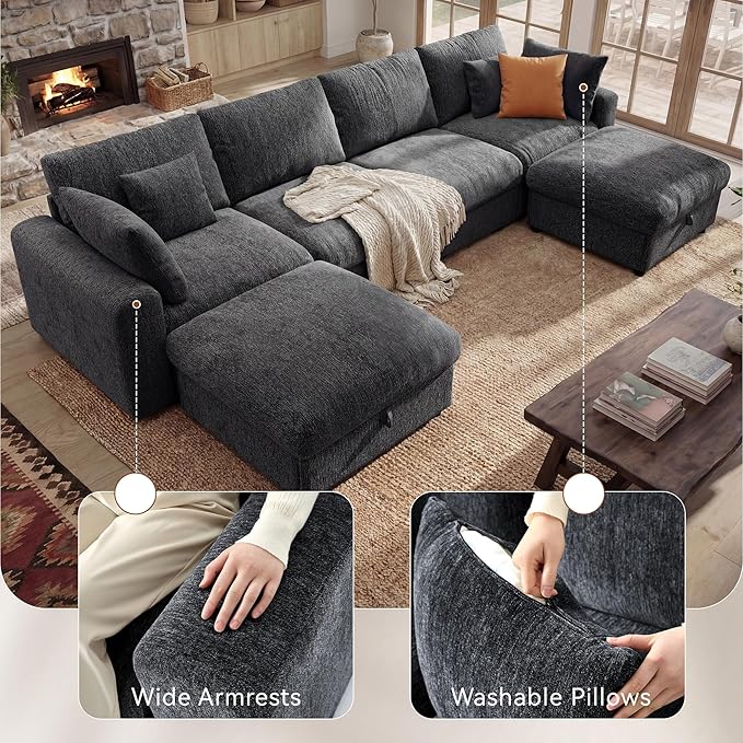 Ihanherry 141" Oversized Cloud Sectional Couches