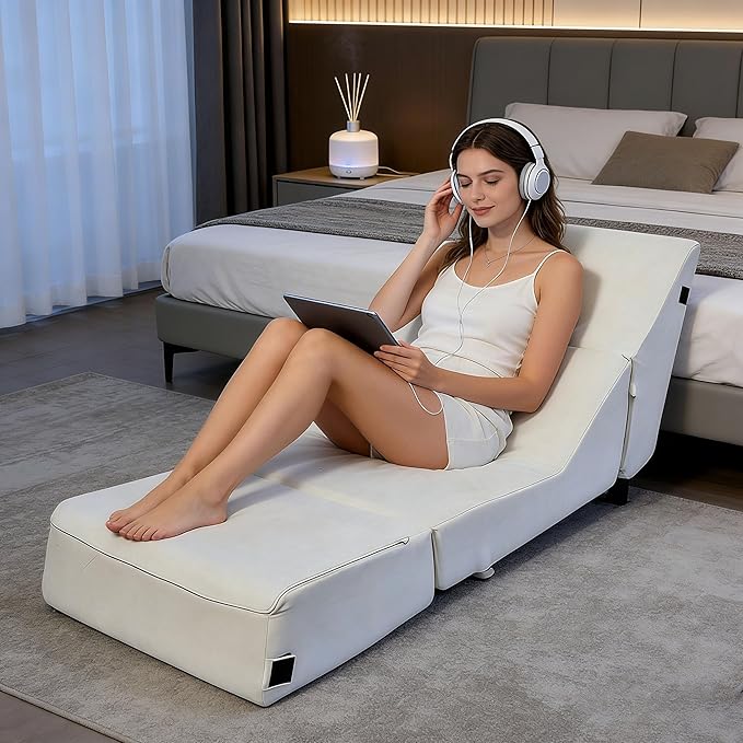jela Luxury Indoor Chaise Lounge, Foldable Sofa Bed Chair