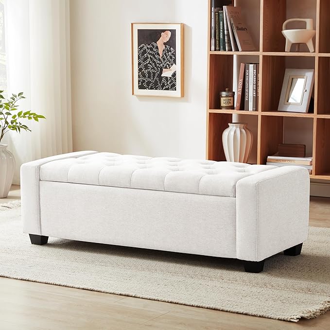 Huatean Home 48" Ottoman with Storage, Upholstered Entryway Bench with Seating