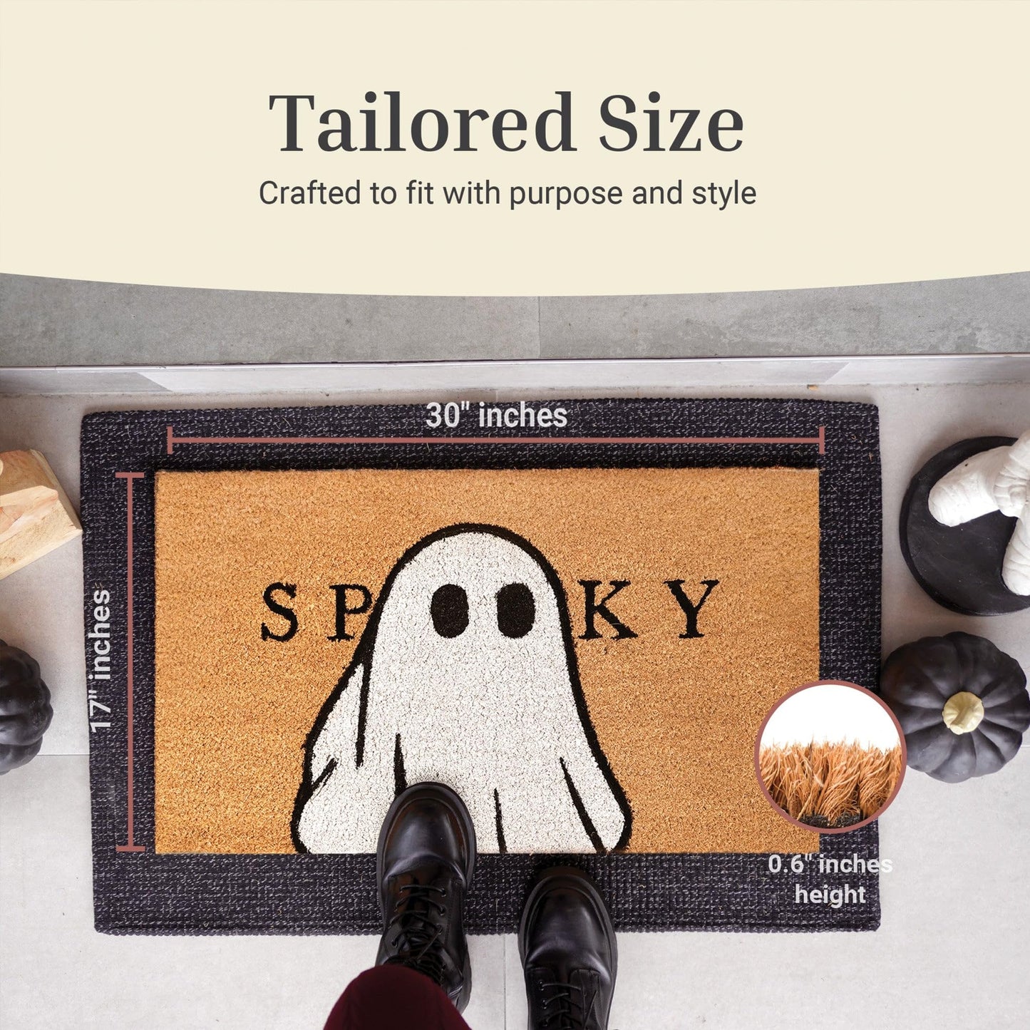 THEODORE MAGNUS Halloween Door Mat - Welcome Mat for Front Door with Non-Slip Backing - Durable Doormat - Perfect for Outside Entrance Matt - Outdoor/Indoor - Spooky - 17" x 30"