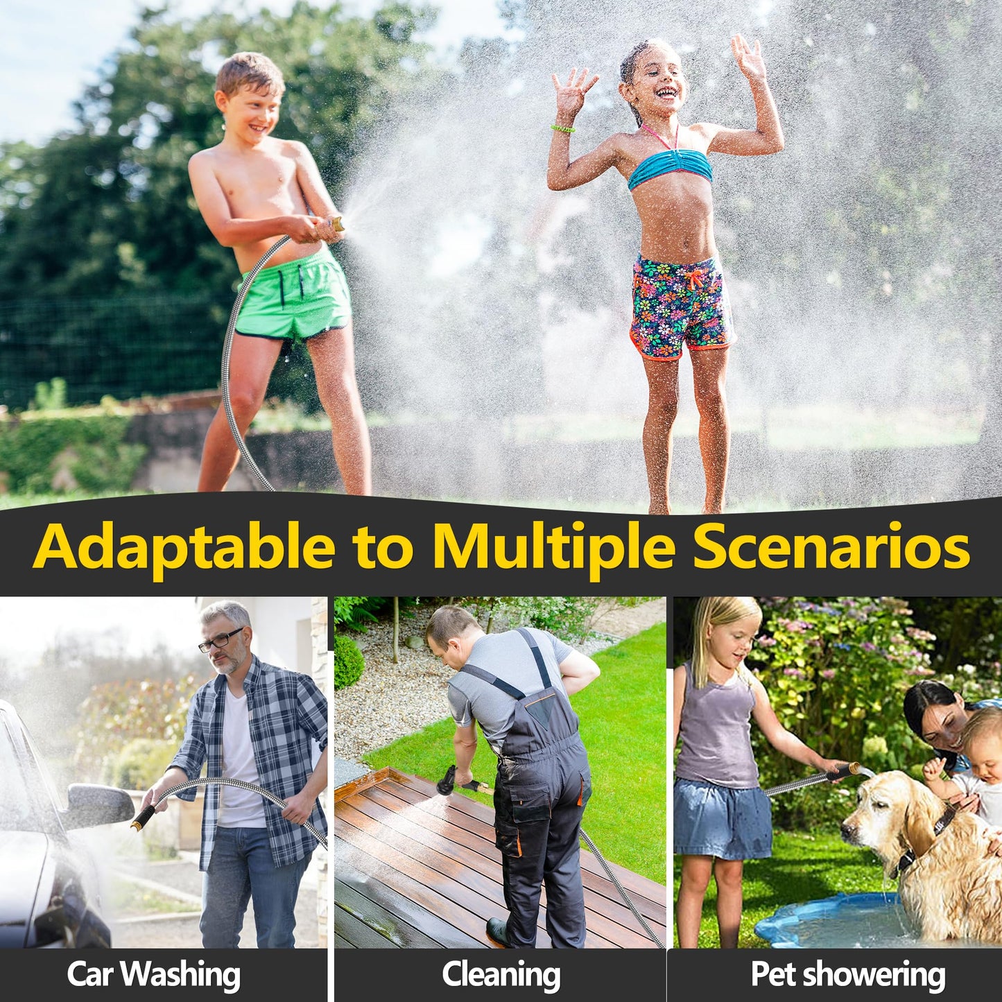 200 ft Stainless Steel Garden Hose - 2026 New Upgraded Metal Water hose - Flexible Water Hoses Pipes with Latex Core, 3/4" Solid Brass Connector - No-Expandable Watering Garden Hoses