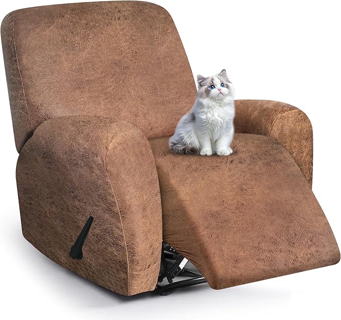 ANARACHON Leather Look Recliner Chair Covers, 4-Pieces Stretch Recliner Cover