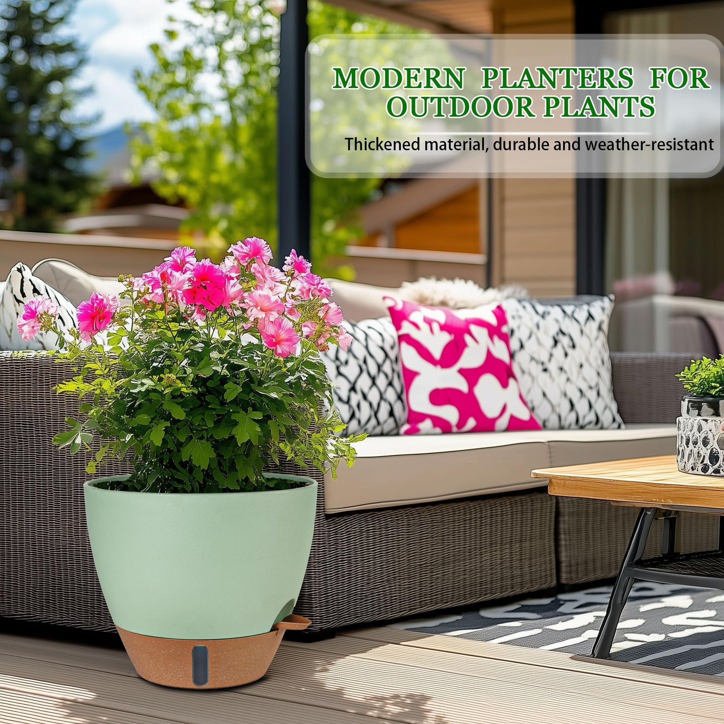 Fielda 6 Inch Self Watering Pots for Indoor Plants (5-Pack) & 2 Pack 10 inch Plant Pots,Plastic Planters with Drainage Holes, Deep Reservoir, Water Level Indicator, Modern Decorative Flower Pot
