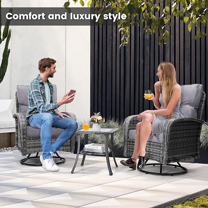 wildformers Luxury Outdoor Swivel Wicker Glider Patio Chairs