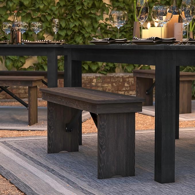Flash Furniture HERCULES 40" x 12" Folding Farm Bench, Solid Pine Entryway