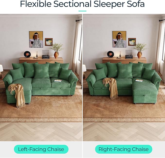 LINSY HOME 90.5'' Sectional Sleeper Sofa