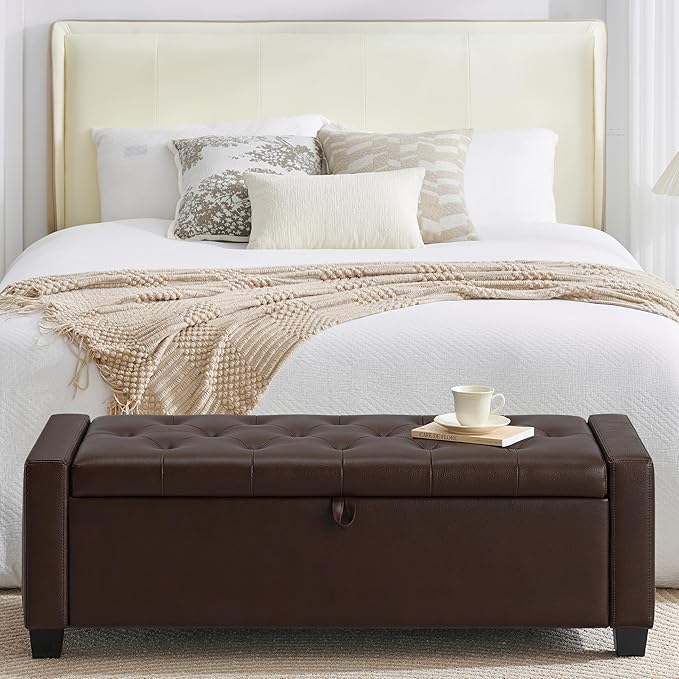 Huatean Home 48" Ottoman with Storage, Storage Ottoman Bench with Safety Hinge