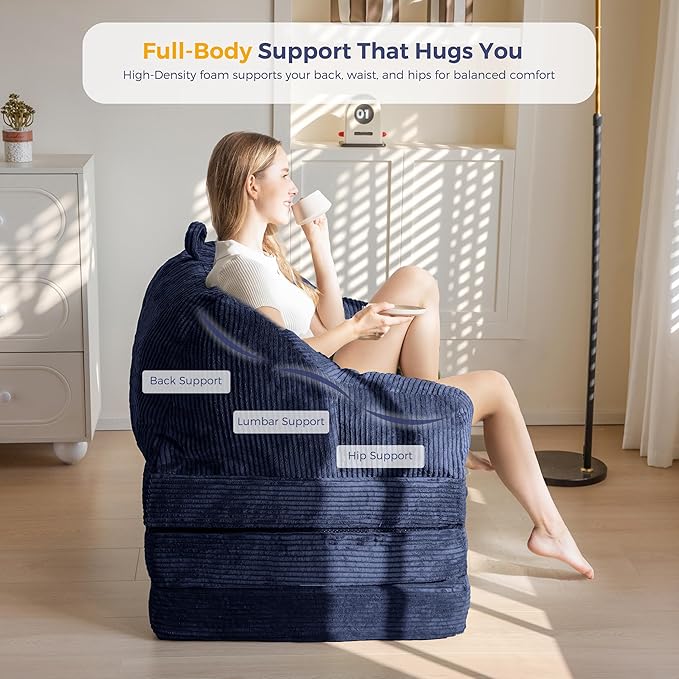 MAXYOYO Folding Sofa Bed with Backrest, Boneless Fold Out Couch Bed with Handle