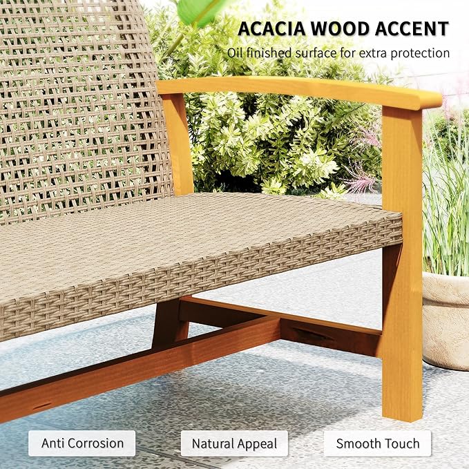 Outsunny Wicker Outdoor Couch, 3-Seat Rattan Outdoor Patio Sofa, 1000 lbs.