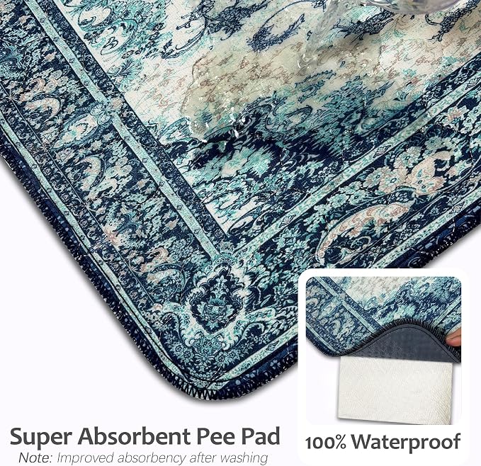 Washable Pee Pads for Dogs, Reusable Puppy Potty Training Pads, Ultra-Absorbent Thick Waterproof Leak-Proof Non-Slip Pads & Mat for Crate, Playpen, Floor, Whelping & Housebreaking , 2 Pack 48"x48"