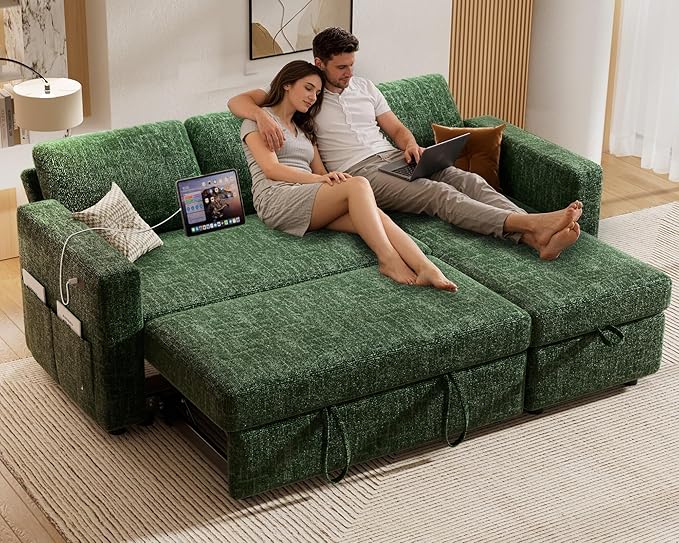 Sunny Heart 82" L Shaped Sectional Sleeper Sofa Bed