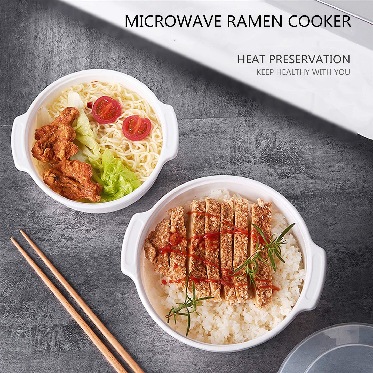 Zdesign Microwave Ramen Cooker Noodle or Soup Bowl Easy Mac Perfect for Breakfast, College Dorm Essentials for Boys Girls,Office, Dishwasher-Safe, BPA-Free, 51OZ/1.52L
