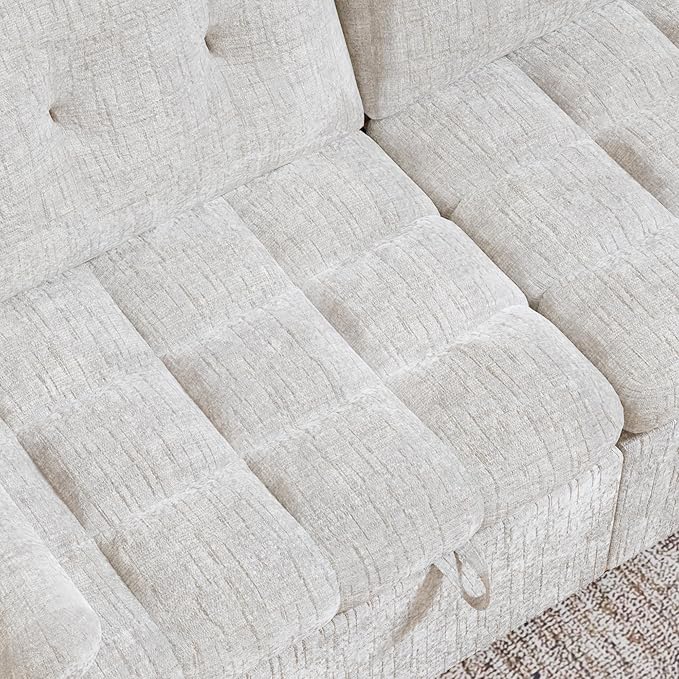 Convertible Sleeper Sofa Bed, 86 Inch Chenille Pull Out Couch
