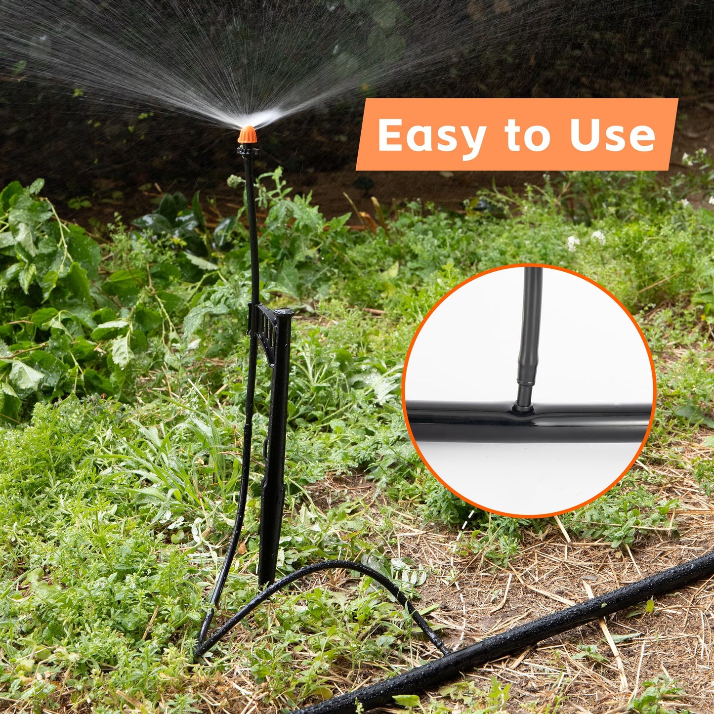12 Sets 90/180/360° Irrigation Micro Sprinkler Heads with Stake,Drip Sprinkler Heads with 1/4" Irrigation Tubing on Riser Stake,Drip Spray Emitters Sprinkler Stake Assembly for Garden Water System