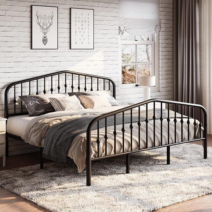 SHA CERLIN King Size Metal Platform Bed Frame