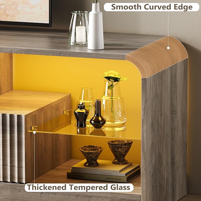 TV Stand for 60/65/70 Inch TVs, Modern Curved TV Console