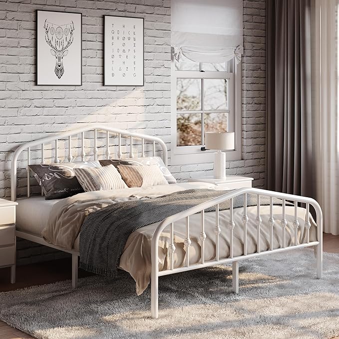 SHA CERLIN Queen Size Metal Platform Bed Frame