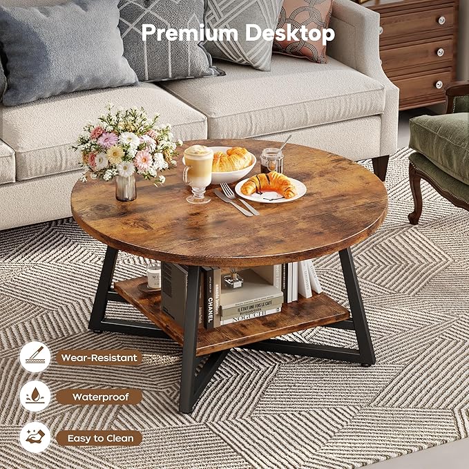 Round Coffee Table, Small Circle Coffee Table