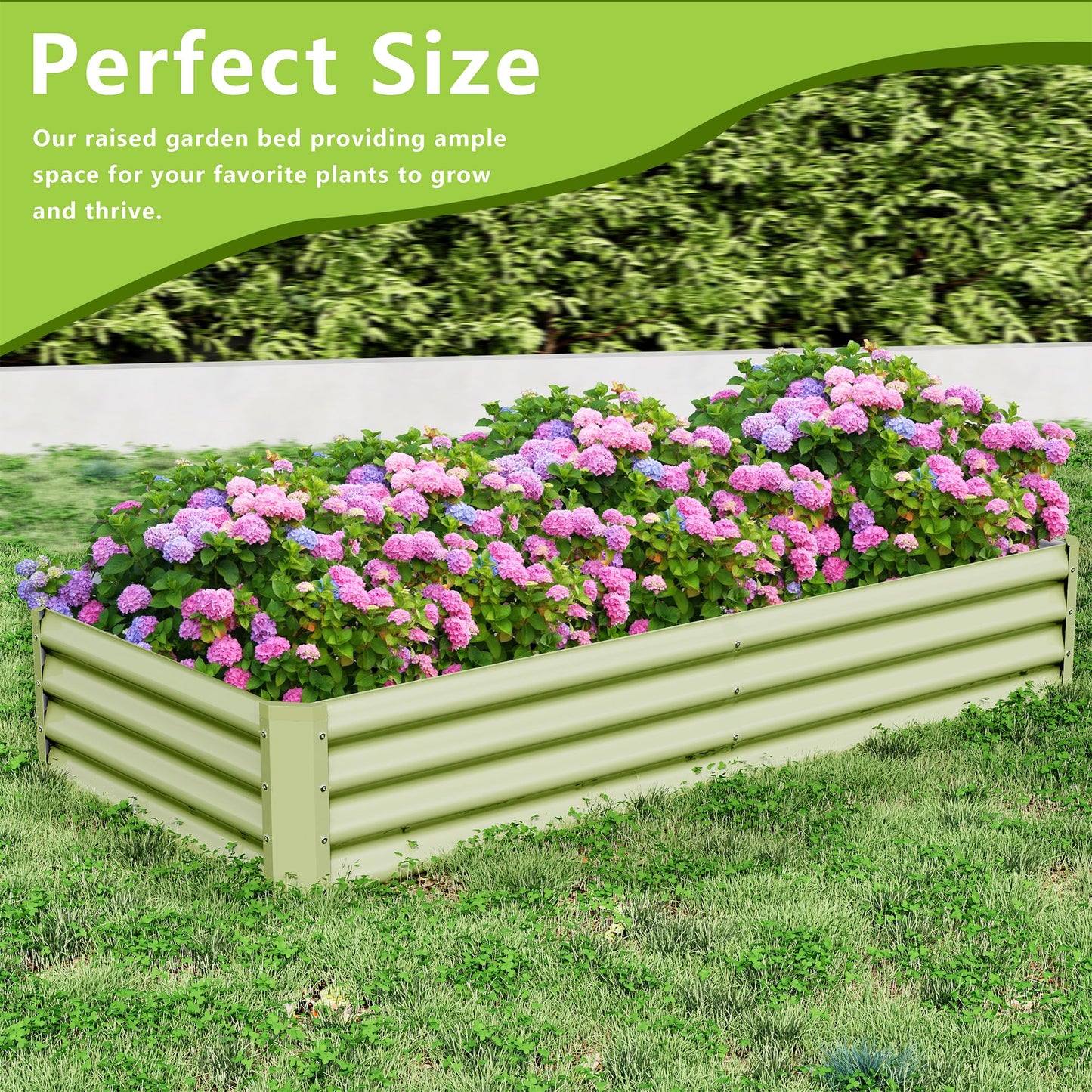 Ayen Guard 2PCS 6x3x1FT Galvanized Raised Garden Bed, Galvanized Planter Raised Garden Boxes Outdoor, Large Metal Raised Garden Beds for Vegetables-Green