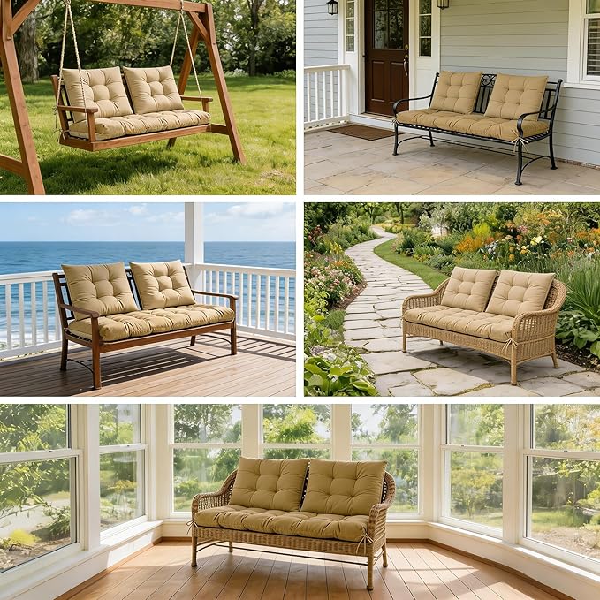 3 Pcs Wicker Chair Cushions Patio Loveseat Chaise Cushion Set