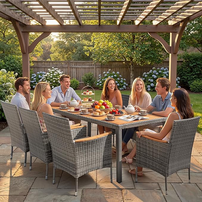 Devoko Outdoor Patio Dining Sets 9 Pieces Wicker Outdoor Dining Table and