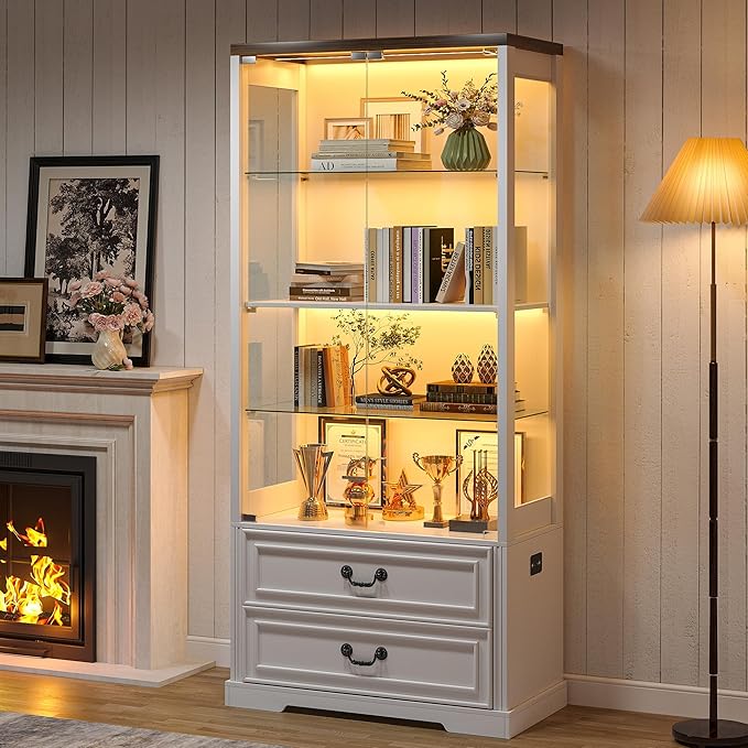 TAGELIER 67" Tall Display Cabinet