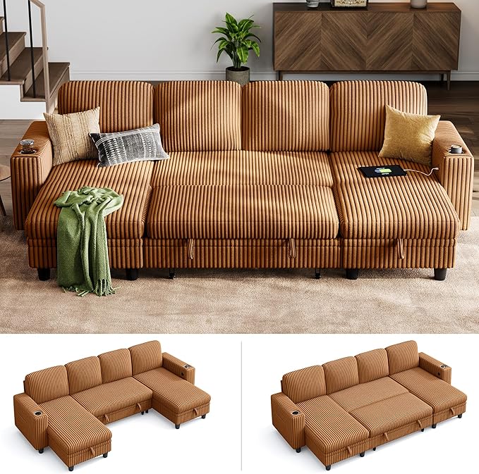 LINSY HOME Sectional Sleeper Sofa Pull Out Couches
