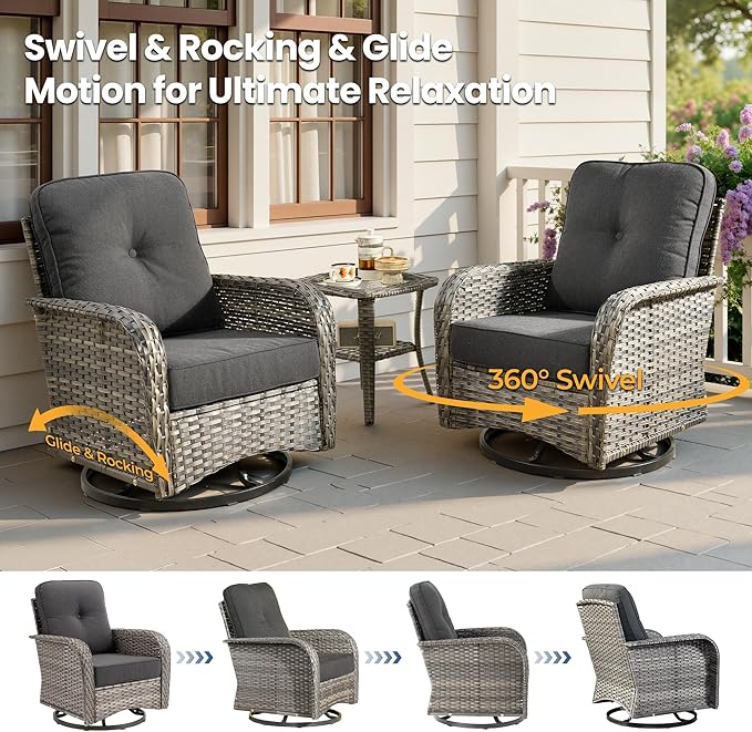 weaxty 5 Pieces Wicker Patio Furniture Set, High Back Swivel Rocker Chairs