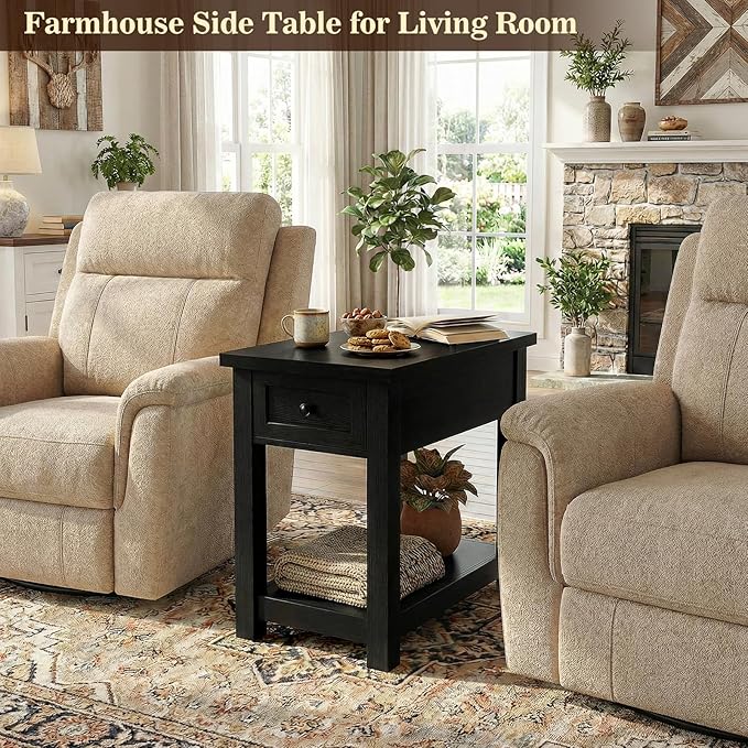 Armocity Narrow End Table with Charging Station