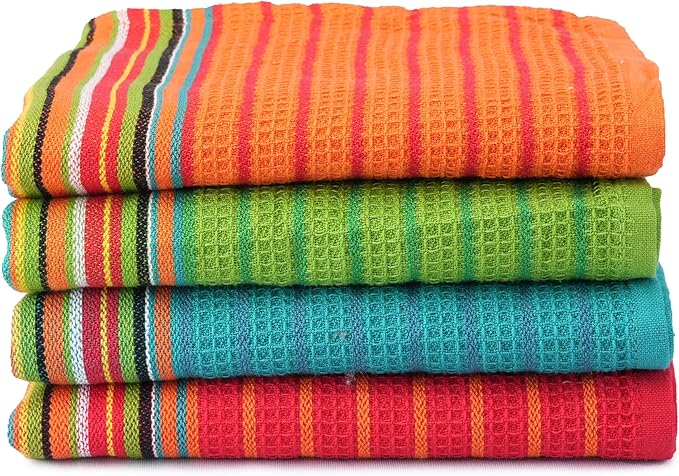 TEXAS LINEN CO. Kitchen Dish Towels, 100% Cotton Salsa Towels, Highly Absorbent