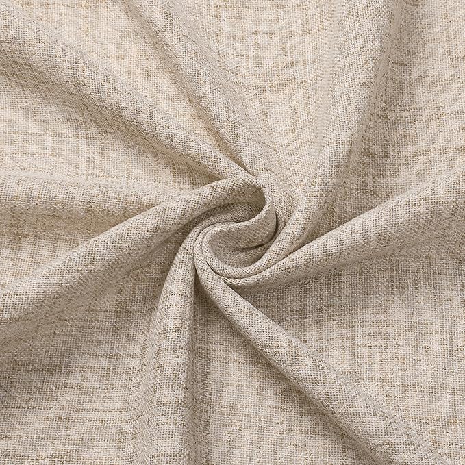 Tollpiz Linen Curtains Living Room Rod Pocket Semi Sheer Curtain Burlap Light Filtering Thick Linen Drapes for Bedroom, 38 x 63 inches Long, Natural, Set of 2 Panels